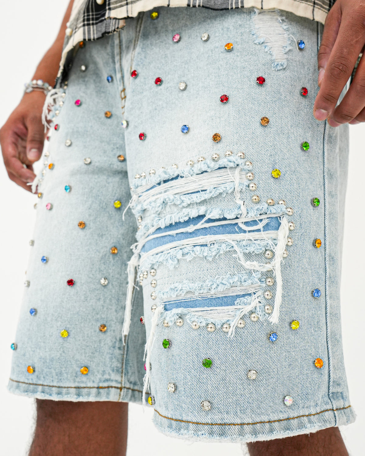Prism Stoned Indigo Denim Short