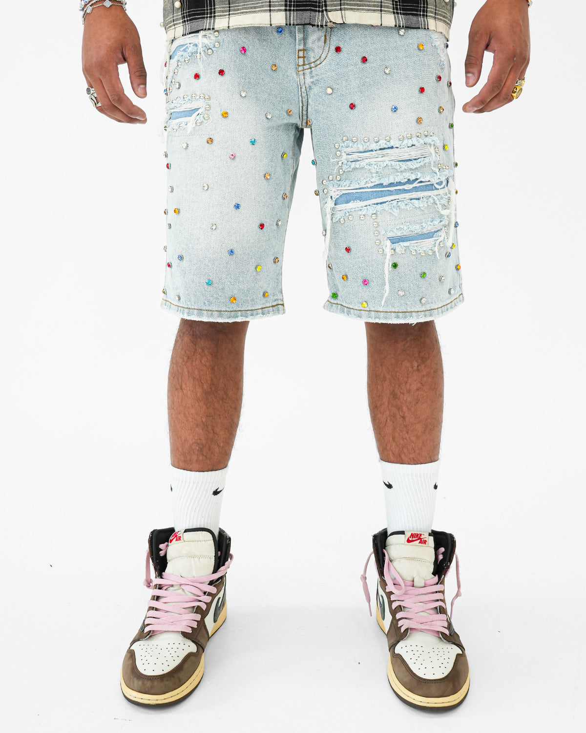 Prism Stoned Indigo Denim Short