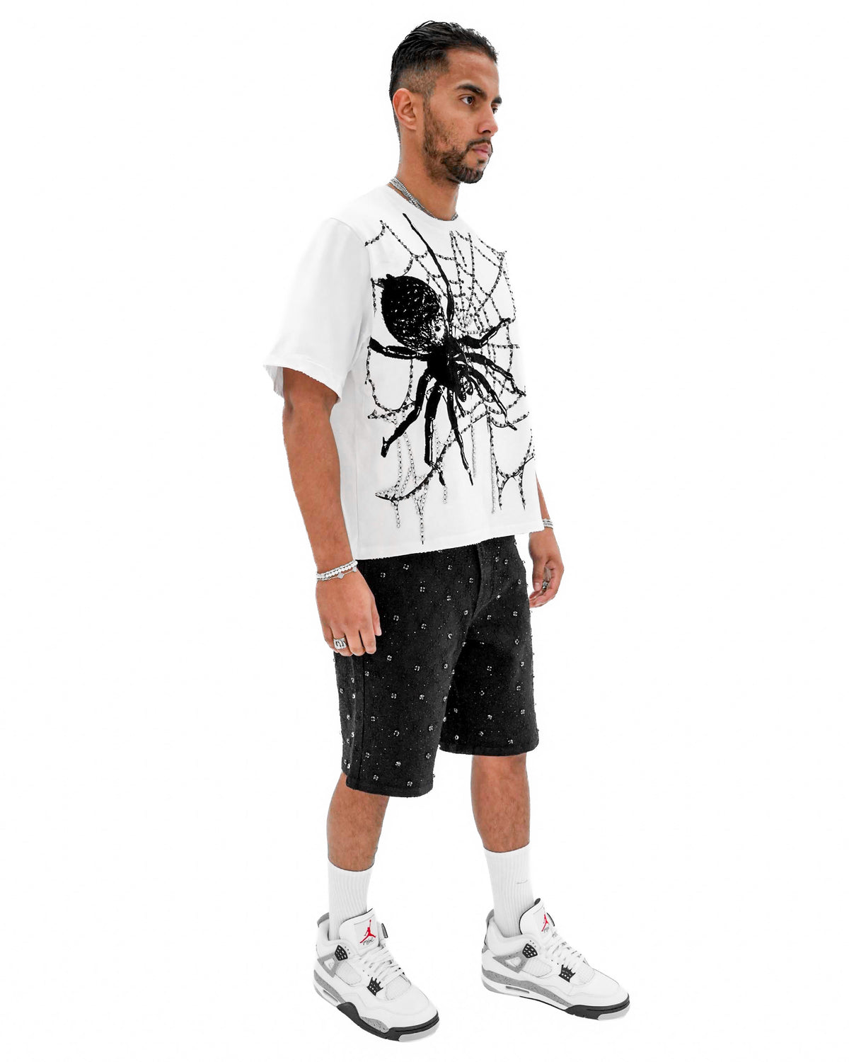Venom Trap Stoned Cropped White T-Shirt