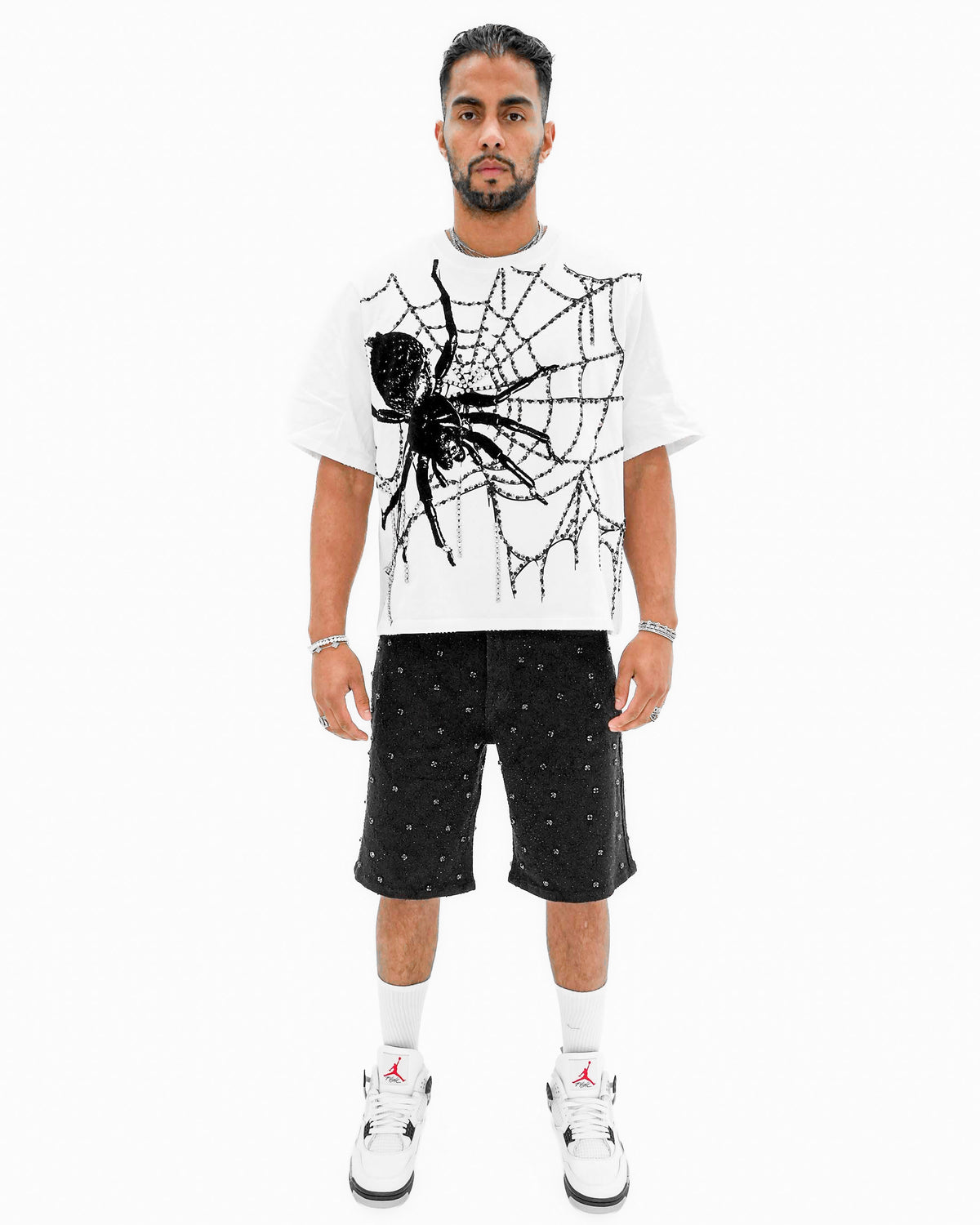 Venom Trap Stoned Cropped White T-Shirt